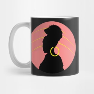 Big Curly Afro Natural Hair Black Woman Mug